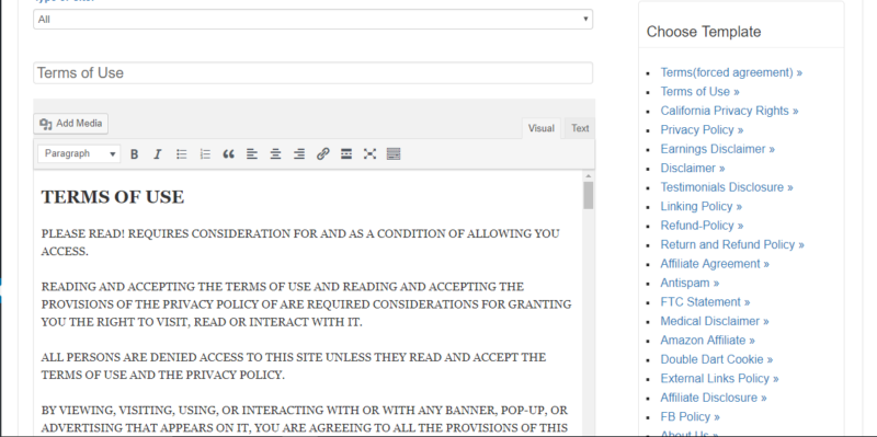 Terms of use template