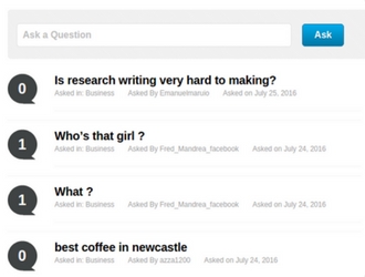 Questions listing page